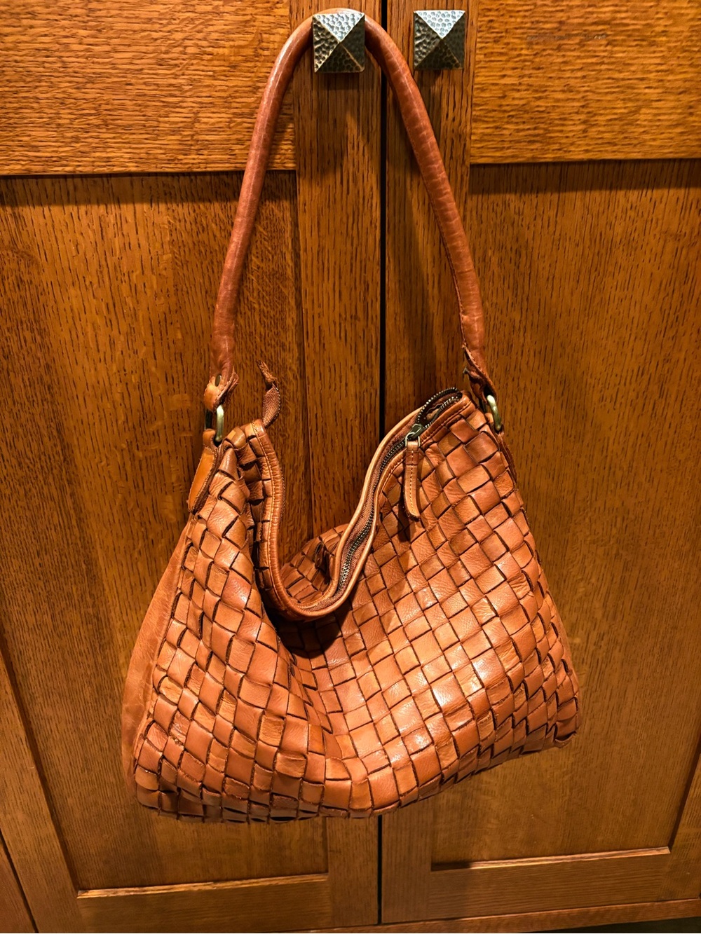 Marta Ponti Woven Leather Hobo Bag 👜 Brown Buttery Soft Portugal